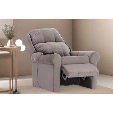 Imagem de Poltrona Reclinável p/ Sala mh 1216 Two Way c/ Massagem Suede Cinza - Herval