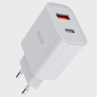 Imagem de Carregador Turbo 20W Duo USB usb-c qc 3.0 Branco Geonav - CH20PDQC