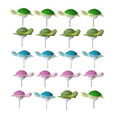 Imagem de XNDGURE 20 peças de tachas de polegar de desenho animado de tartaruga de quatro cores para quadro branco de mapa quadro de avisos de parede quadro de cortiça