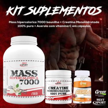 Imagem de Combo 1MASS 1400 BAU. + 1CREATINA 100G + 1ACEROLA vit. C 60CAPS green nutrition
