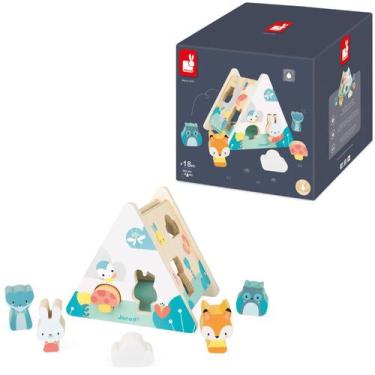 Imagem de Triangulo Encaixa Formas Em Madeira Com 7 Peças Brinquedo Pedagógico -