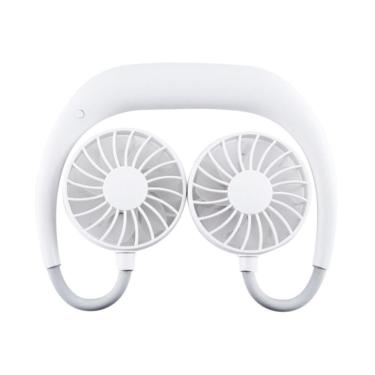 Imagem de Ventilador Pescoço Usb Portátil Bateria Esporte Lazer Branco