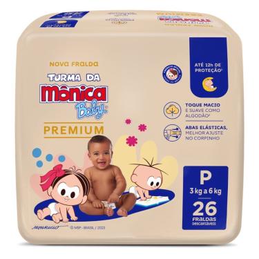 Imagem de Fralda Turma da Mônica Baby Premium P com 26 Unidades