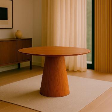 Imagem de Mesa de Jantar Base Cone em Madeira Laminada 120cm Lyon Cinamomo