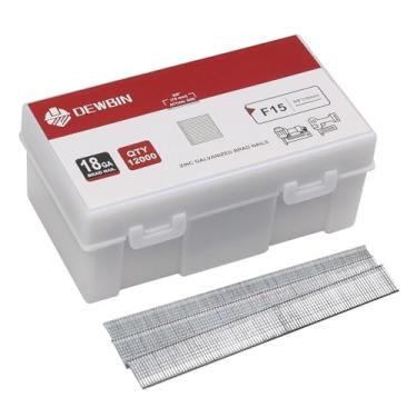 Imagem de DEWBIN Pregos Brad de calibre 18, 12.000 unidades 18 GA, pregos galvanizados para pistola de pregos, pregos de acabamento para pistola de pregos pneumática, elétrica