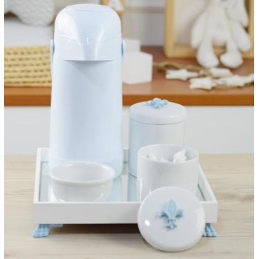 Imagem de Kit Higiene Bebê K012 Moderno Térmica Banho Porcelana Bandeja Espelho 