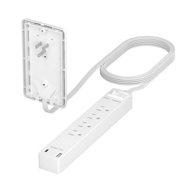 Imagem de LIDER Extensor De Tomada Com Proteção Contra Surtos, Filtro De Linha Com 4 Tomadas, 1 Porta Usb Tipo A E 1 Porta Usb Tipo C, Plugue De Parede Ultrafino Com Extensor De Cabo, Face Plana, Design Fino