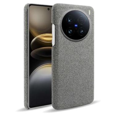 Imagem de Capa para vivo X100 Ultra 5G,Capa desenhada em lona,Case Protetora Ultrafina com Empunhadura Macia,Design em Tecido Antichoque e Antiarranhões-Gray