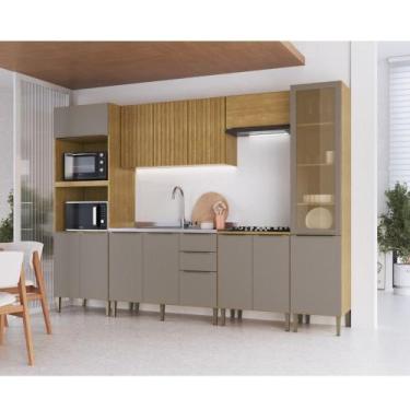 Imagem de Cozinha Modulada 6 peças Ripada sem Tampo Laura Cadorin Móveis, Freijo