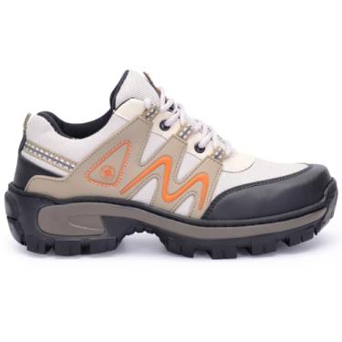 Imagem de Calçado Masculino Tipo Bota Tênis Adventure para Trilha e Dia a Dia com Solado Forte Costurado (Bege/Branco, BR, Adulto, Numérico, 40)