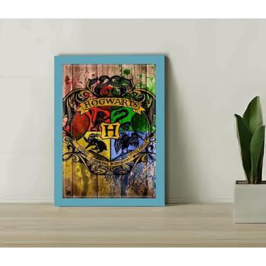 Imagem de Quadro Decorativo Escola Hogwarts Madeiro + Vidro 33x25 Sala - Estação