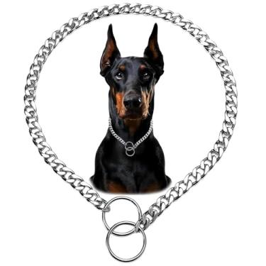 Imagem de Coleira gargantilha plana para cães médios coleiras de corrente deslizante de metal para treinamento pesado martingale para cães PPP XS animais de estimação de raças pequenas, médias e grandes, M