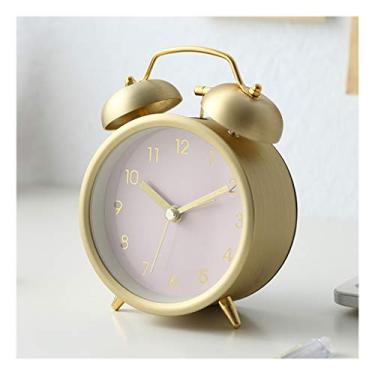 Imagem de Despertador quarto cabeceira despertador simples metal sino relógio clássico Shuang Ling super alto estudante despertador mecânico relógio de mesa mudo números grandes relógio de mesa relógio de