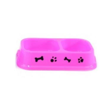 Imagem de Comedouro e Bebedouro Duplo Plástico P/ Gatos Cachorros - Mimo Pets, R