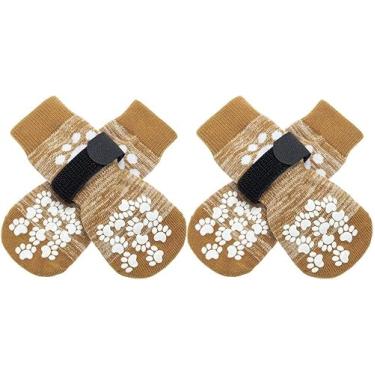 Imagem de EXPAWLORER Meias antiderrapantes para evitar lamber patas, sapatos de cachorro para pavimento quente, botas para cães pequenos, médios e grandes, botas de controle de tração e protetores de patas para