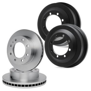 Imagem de R1 Concepts Conjunto de rotor e tambor de freio a disco dianteiro e traseiro Ford F-350, F-250 HD, F-250 1999