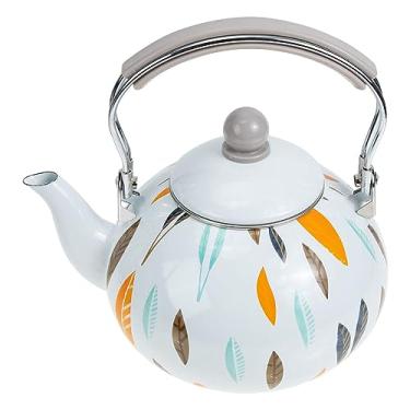 Imagem de Chaleira De água 3l Fogão A Gás De Esmalte Vintage Pote De água Chaleira De Chá Máquina De Chá Chaleira Retrô Cafeteira Jarro De água Para Fogão De Indução Esmalte, White