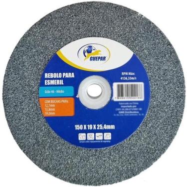 Imagem de disco Rebolo para Esmeril 6 Pol. Grão 46 com 3 Buchas Profissional - g