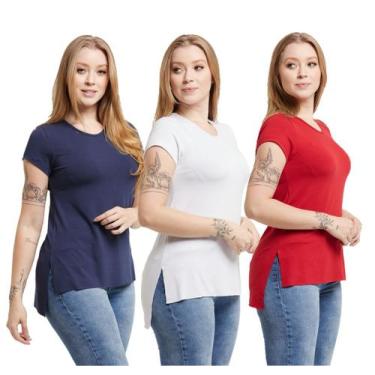Imagem de Kit 03 Camisetas Feminina Viscolycra Mullet Tampa Bumbum - Konoa, Azul