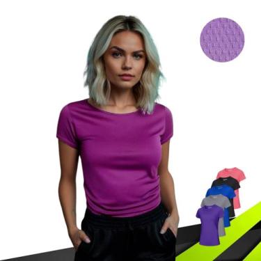 Imagem de CAMISETA Blusa Feminina Camisa Blusinha DRY FIT Tecido Furadinho Acade