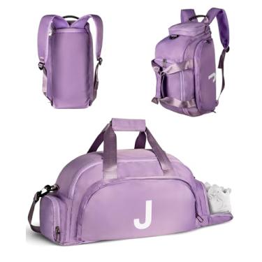 Imagem de Vogewood Presentes de aniversário para meninas de 4, 5, 6, 7, 8, 9, 10, 11, 12 e 13 anos, bolsas de ginástica com compartimento para sapatos, bolsa esportiva personalizada para meninas, monograma para