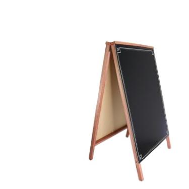 Imagem de Quadro Negro Cavalete A-Frame, Dupla Face, Madeira Rústica, 100 cm