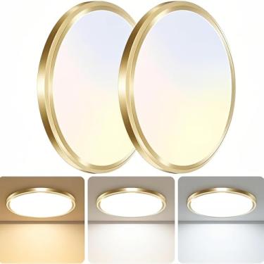 Imagem de zemty Luminária De Teto Led, Pacote Com 2 Unidades, 6,5 Polegadas, 12 W, 1200 Lm, Pequena Luz Embutida, Temperaturas De Cor Ajustáveis De 3000 K, 4000 K E 6500 K, Lâmpada Redonda Plana Embutida Para