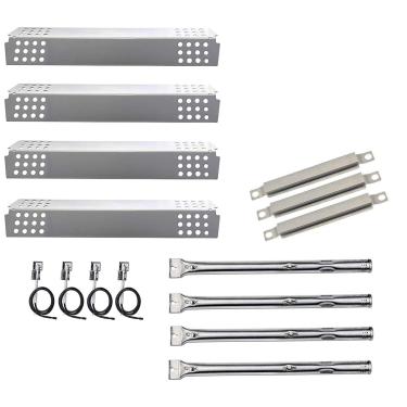 Imagem de Peças de substituição para churrasqueira Charbroil 463449914, 463241113 Grelhas a gás, Tubo de queima de cano, Escudo de barraca de calor, Tubo de crossover, Grelha Igniter para churrasqueira Char-Broil Comercial 4 queimadores Gas