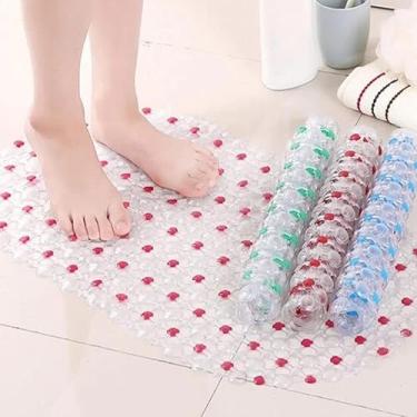 Imagem de Tapete de Box Para Banheiro Antiderrapante Com Ventosas Tamanho 64x34cm Para Áreas Úmidas 100% PVC Linha Premium M5 Armarinhos