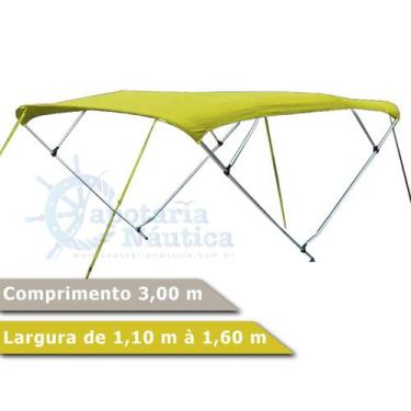 Imagem de Capota Toldo Nautico 4 Arcos 3m Comprimento P/ Lanchas, Barcos de Alum