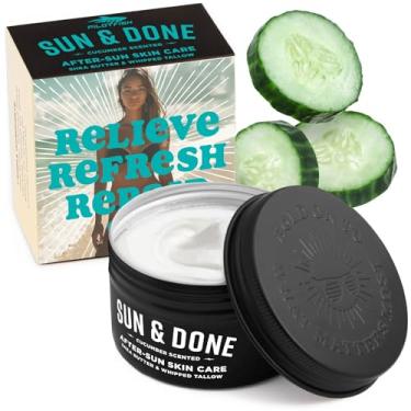 Imagem de Pilotfish Sebo Bovino Batido Sun & Done Para A Pele - Cuidados Pós-Sol Com 7 Ingredientes Simples, Incluindo Manteiga De Karité E Pepino, Creme Para Cicatrização De Queimaduras Solares, Loção Pós-Br