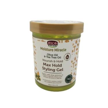 Imagem de African Pride Gel Modelador Moisture Miracle Max Hold Com Azeite De Oliva E Melaleuca - 500 Ml (Pacote 2)