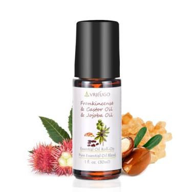 Imagem de VRJEUGO Roll-On Orgânico De Olíbano, Rícino E Óleo Jojoba, Mistura Essencial 100% Pura Para Rosto Corpo, Hidratante Nutritivo Firmar O Corpo