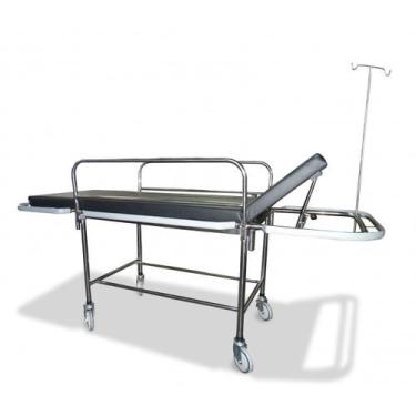 Imagem de Maca Carro Padiola Hospitalar Inox Preto Com Rodízios e Suporte de Sor