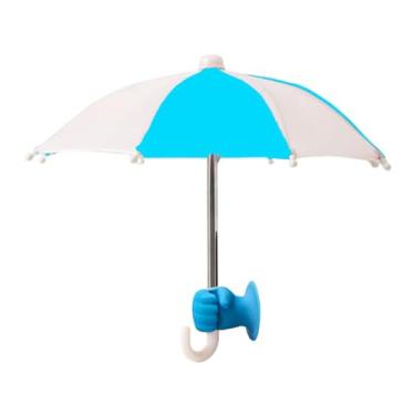 Imagem de Vaveren Guarda-chuva para celular com viseira de criativa, suporte com ventosa para navegação ao ar livre em carro, bicicleta, telefone, bicicleta, viagem, Branco Azulado