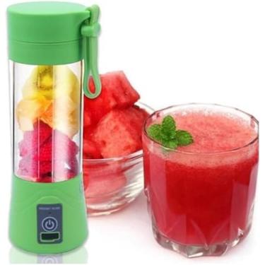 Imagem de Mini Liquidificador Garrafa Portátil Mixer Juice Para Shake USB Recarregável 6 Lâminas Cup Coqueteleira Eletrica Sem Fio Frutas Whey Suco Academia Premium Marca LC Pagotti (VERDE)