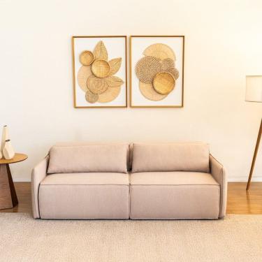 Imagem de Sofá Retrátril 3 Lugares Linho Capri Bege