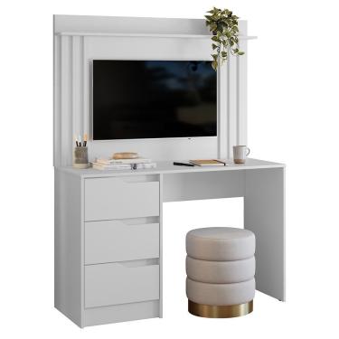 Imagem de Escrivaninha Com Painel Doble Branco Para Tv Até 42 - Móveis Albatroz Branco
