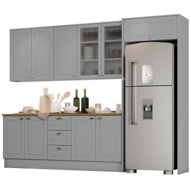 Imagem de Cozinha Completa Americana 5 Peças Com Lateral Cinza - Móveis Henn Cinza
