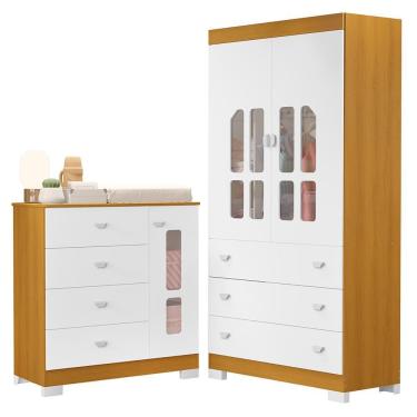 Imagem de Jogo de Quarto Infantil New Katatau com Guarda Roupa 3 Portas de Bater 7 Gavetas em MDF...