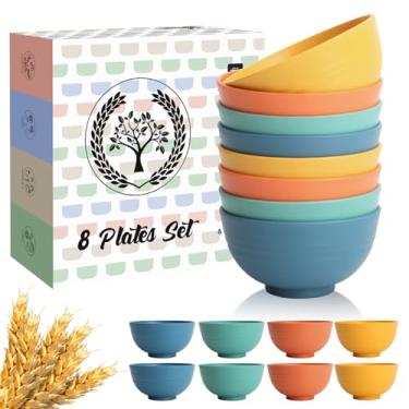 Imagem de Homienly Tigelas pequenas de palha de trigo, tigelas de sobremesa inquebráveis, conjunto de mini tigelas de 227 a 293 ml para cozinha, crianças, micro-ondas e lava-louças, tigela pequena para lanches