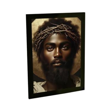 Imagem de Quadro Decorativo Religioso Jesus Cristo Negro Ilustração