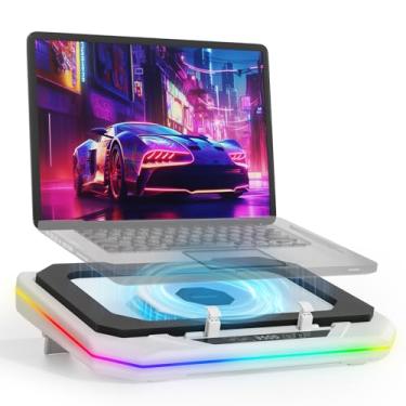Imagem de OImaster Almofada De Resfriamento Para Laptop Gamer Com Turboventilador Potente (3500 Rpm), Suporte Cooler Rgb 12" A 19", 3 Hubs Usb, Ergonomia, Ajustável Em 2 Alturas Notebook Escritório (Branco-65