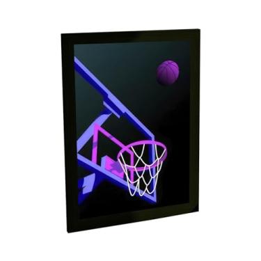 Imagem de Quadro Decorativo Basquete Ilustração Pop Cesta Roxo