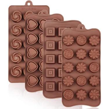 Imagem de Forma de Silicone Para Chocolate Sabonete Gelo 15 Cubos Marrom - AMIGO