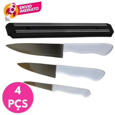 Imagem de Kit 04 Pç Barra Magnética 50cm Suporte Organizador Faca Ferramenta e J