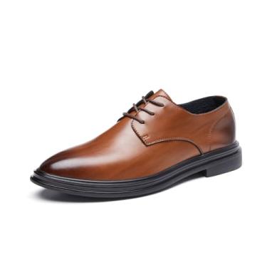 Imagem de Sapato social masculino Oxford de couro legítimo, estilo britânico, formal para negócios para casamento e uso casual, Marrom, 42