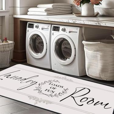 Imagem de BAOMANYI Tapete de lavanderia tapete antiderrapante para casa de fazenda organização e tapetes longos laváveis para lavanderia, acessórios de lavanderia, cozinha, banheiro, decoração, 1'20.3 cm x