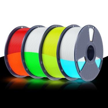 Imagem de SUNLU Pacote PLA que brilha no escuro, filamento de impressora 3D PLA luminoso de 1,75 mm, precisão dimensional +/- 0,02 mm, 4 kg no total, 1 kg por carretel, pacote com 4 (azul brilhante/verde