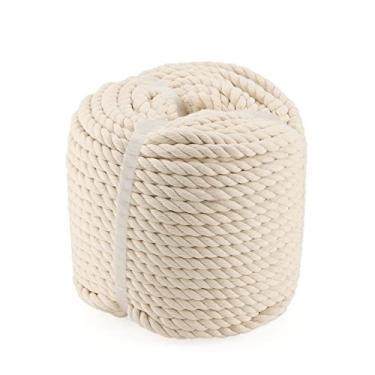Imagem de LEXININ Corda De Algodão Branca 10 Mm X 196 Pés, Macramê Trançada Grossa E Natural, Macia Para Artesanato, Decoração Tricô
